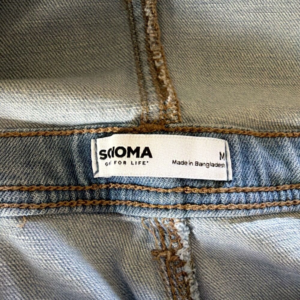 Sonoma Women Denim Bib Overalls M Light Blue Stretch Jean Grunge Streetwear Chic - Picture 6 of 16